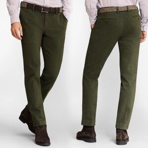 Brooks Brothers Olive Green Stretch Academia W32 L30 Classic Casual Men’s Pants